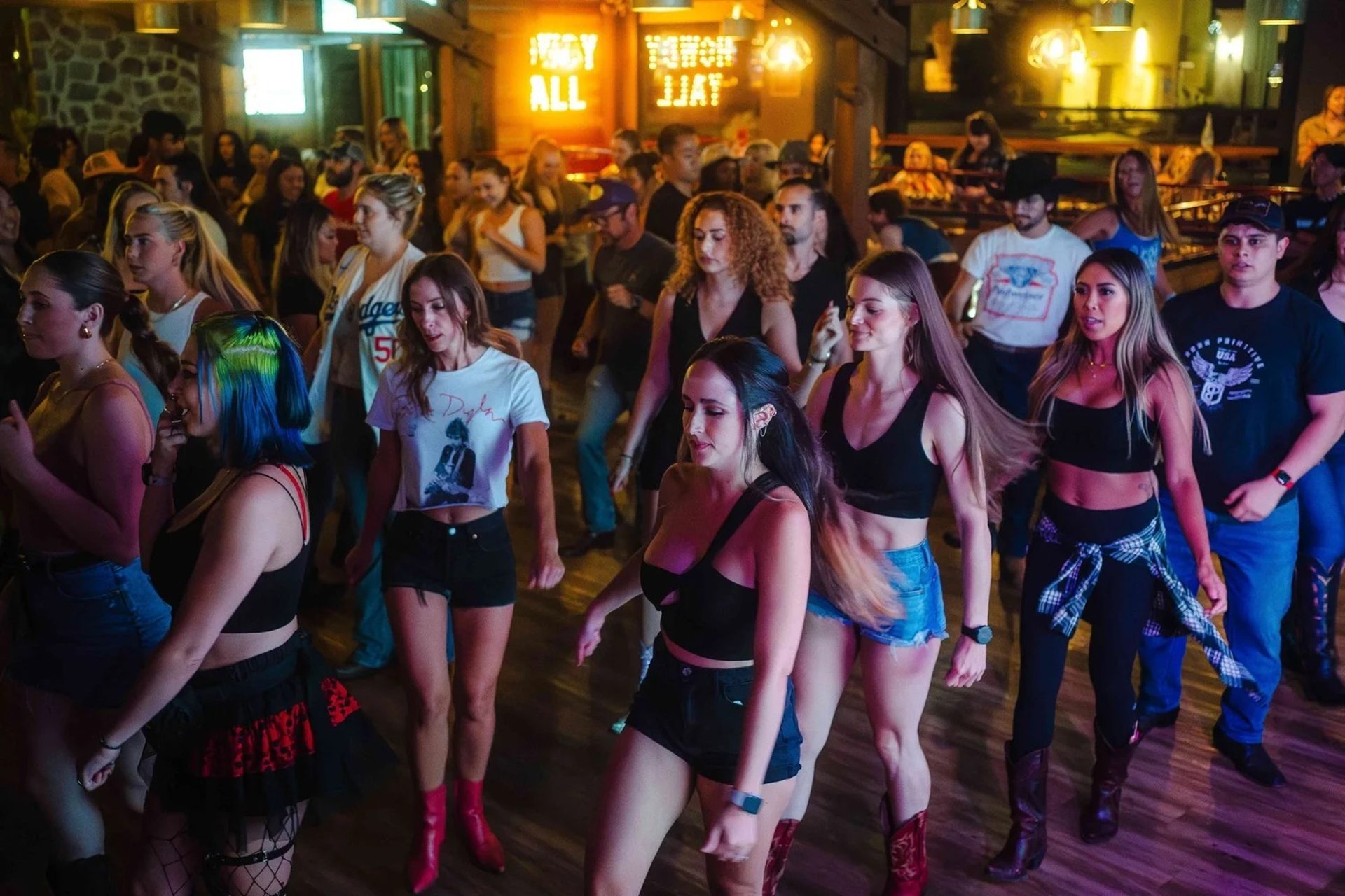 Line dancing on the floor